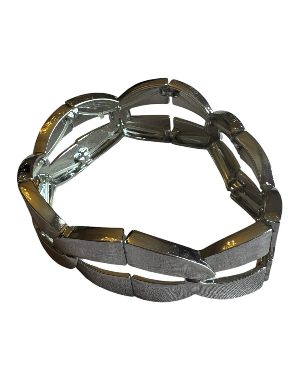 Chunky Silver Link Stretch Bracelet - Picture 3 of 7